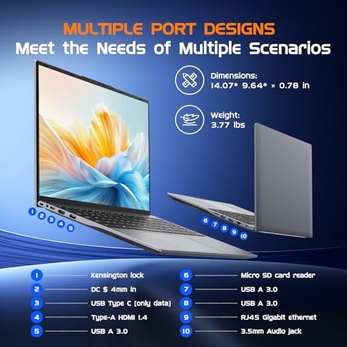 16" Laptop Computer Core i5(up to 3.6GHz),Win11 Pro Notebook 16GB RAM,512GB SSD gallery