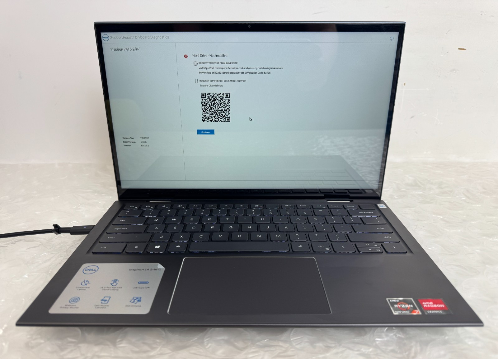 Dell Inspiron 7415 2-in-1 Ryzen 7 5700U 8GB RAM 14" Touch No SSD/Battery/AC gallery
