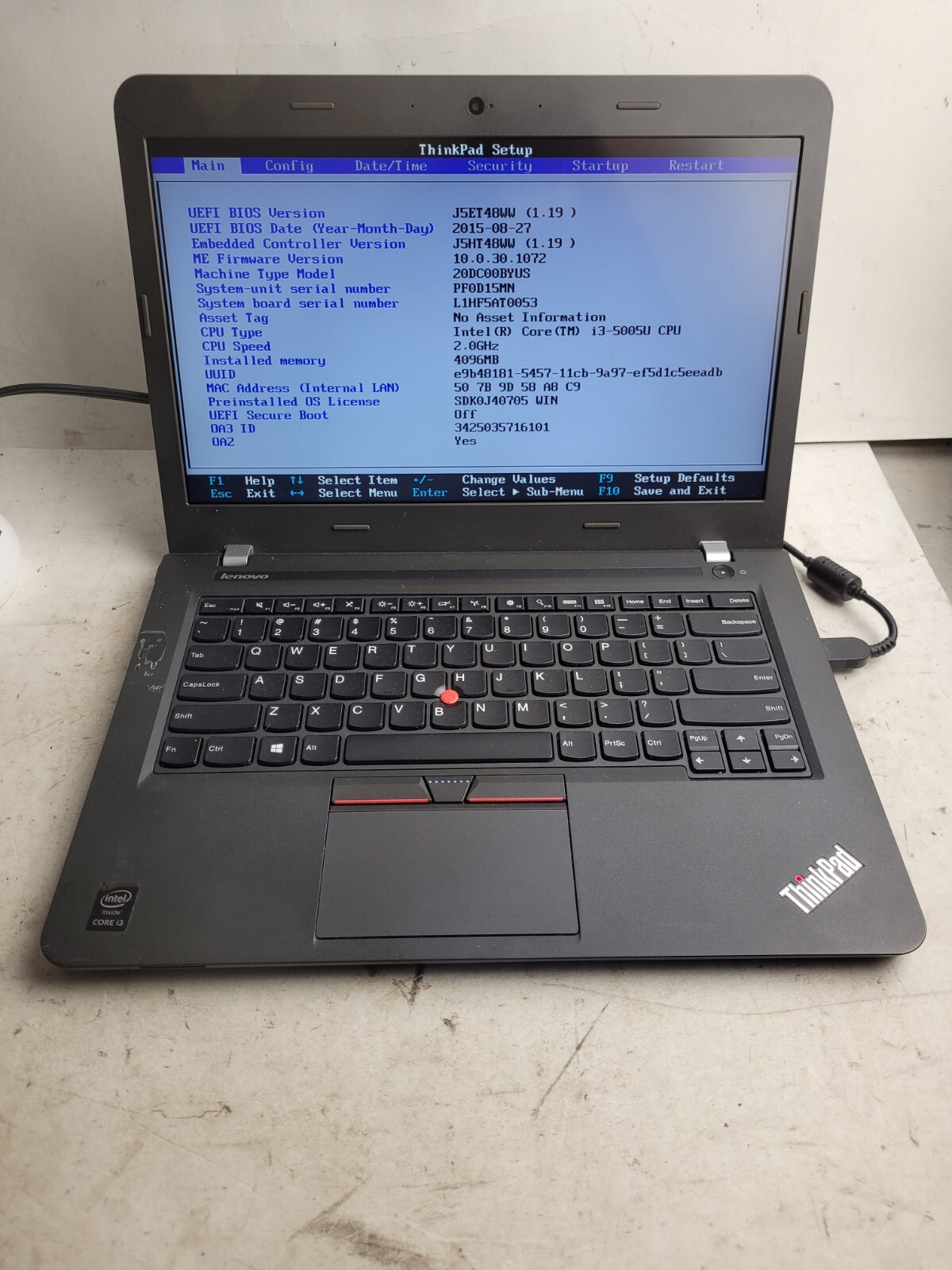 Lenovo ThinkPad E450 w/i3-5005U, 4GB RAM, 14" Laptop for Parts #1491 gallery