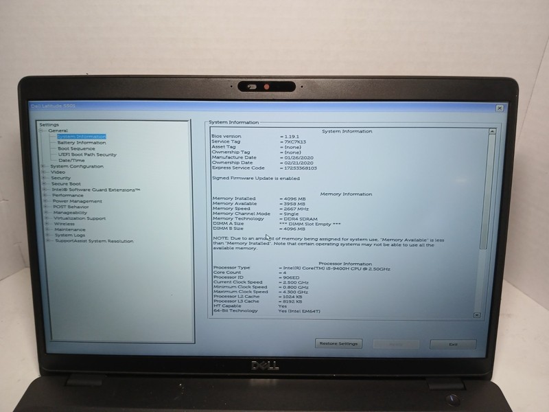 Dell Latitude 5501 15.6" Laptop i5 9th GEN 4GB RAM NO OS/SSD. *READ* #97 gallery