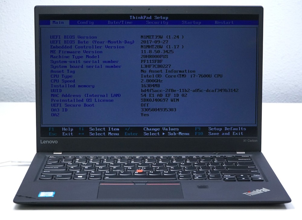 Lenovo ThinkPad X1 Carbon 5th Gen 14" FHD Intel Core i7-7600U 16GB RAM (No SSD)