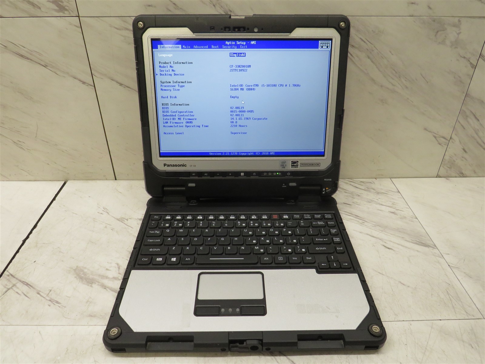 Panasonic Toughbook CF-33 Intel i5-10310U@1.7GHz 16GB RAM Laptop 2210 Hrs *READ* gallery