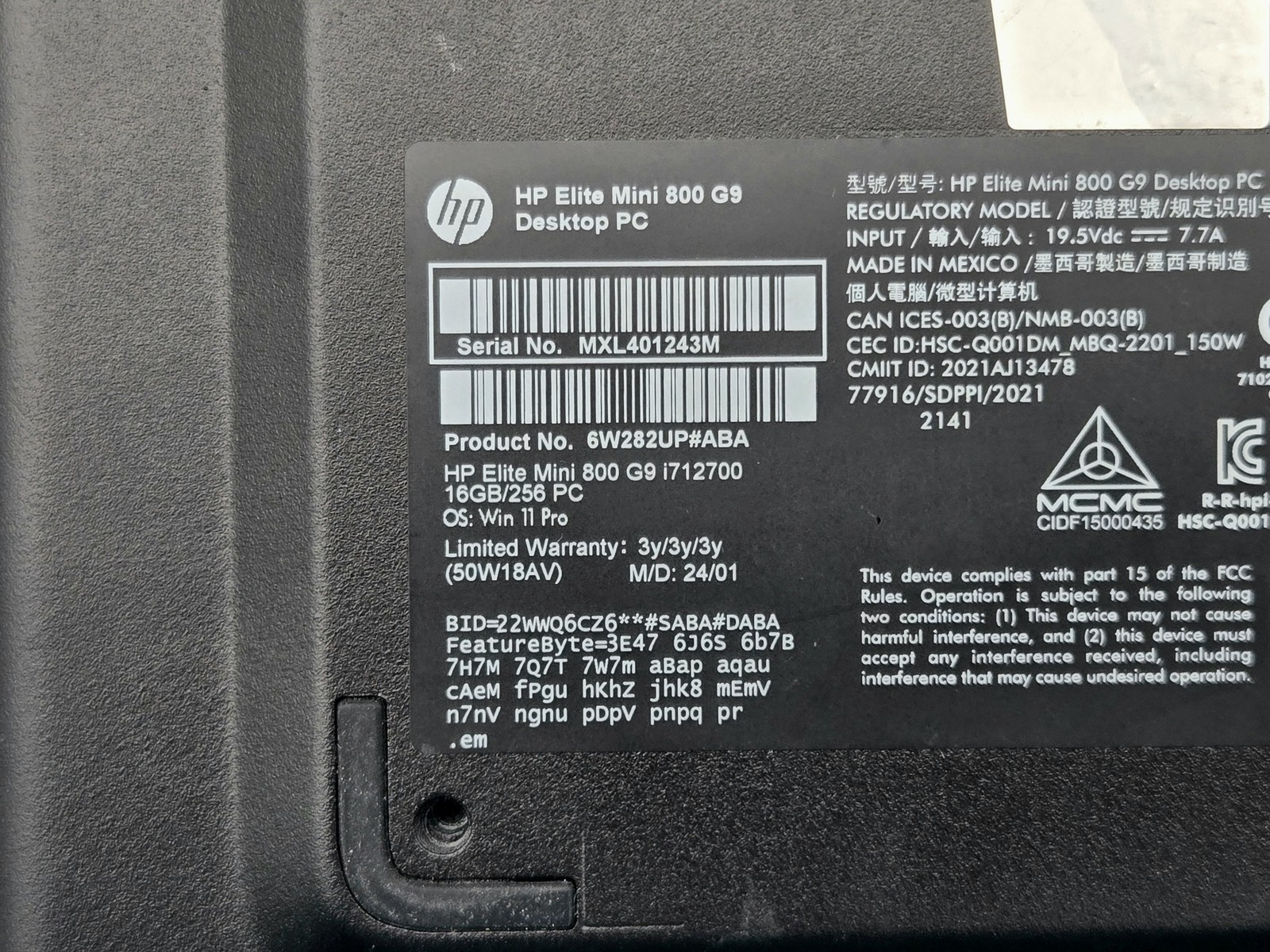 HP Elite Mini 800 G9 I7-12700 256GB SSD 16GB W11P Warranty gallery
