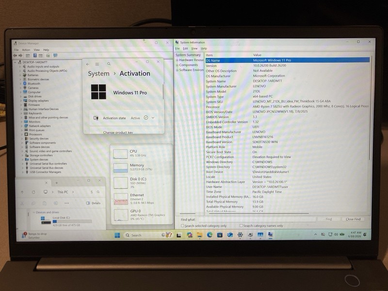 Lenovo ThinkBook 15 G4 LAPTOP ABA 15" RYZEN 7 5825U 16GB RAM 512GB - Very Good gallery