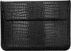 Sleeve for 13 inch Laptop, Crocodile Grain PU Leather Flap Case Bag, Black