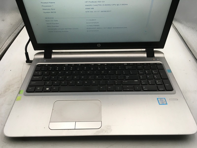 HP PROBOOK 450 G3 - BOOTS TO BIOS - INTEL I5 6200U - NO RAM - NO OS - READ - BB! gallery