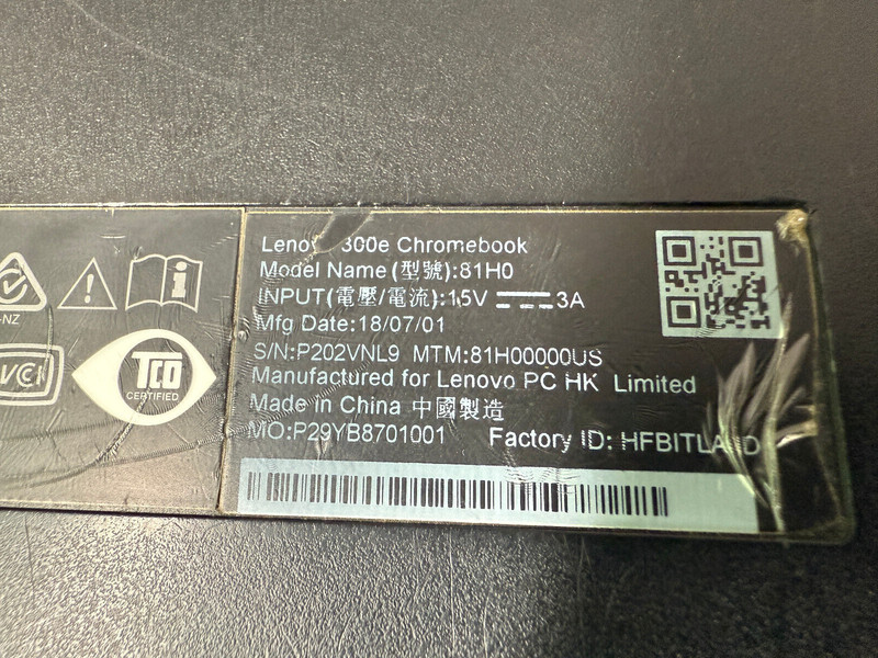Lenovo 300e Chromebook 81H0 (11.6" Touch, 4GB, 32GB eMMC, ChromeOS) w/ Charger gallery