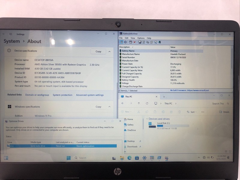 HP Laptop 14-dk1013dx, AMD Athlon Silver 3050U @2.30GHz, 4GB RAM, 128GB SSD W11 gallery