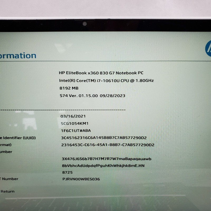 LOT OF 2 HP EliteBook x360 830 G7 Intel Core i7-10610U 8GB RAM NO SSD *READ gallery