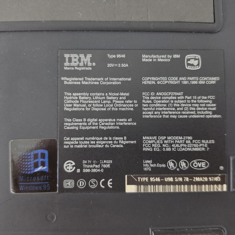 RARE VINTAGE 12.1" IBM ThinkPad 760E Laptop - Intel Pentium 72MB RAM 1.33GB HDD gallery