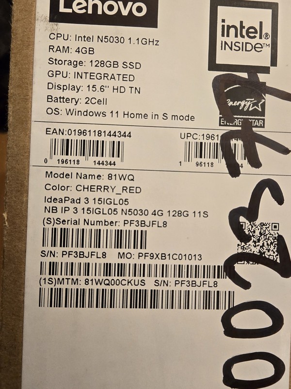 LENOVO 81WQ00CKUS IdeaPad 3 15IGL05 15.6" HD Pentium Silver N5030 1.1GHz Intel gallery