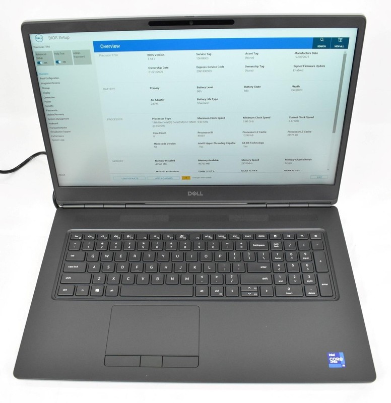 Dell Precision 7760 Laptop i9-11950H 2.6GHz 40GB 256GB SSD No OS 17.3" gallery