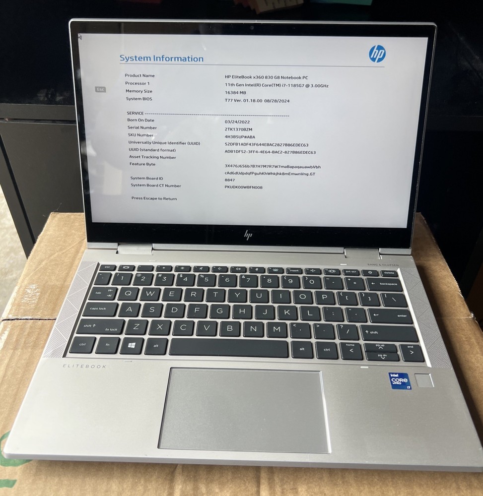 HP Elitebook X360 830 G8 Core I7 -1145G7 2.6GHz 16GB RAM 256GB 13.3” *** NO OS