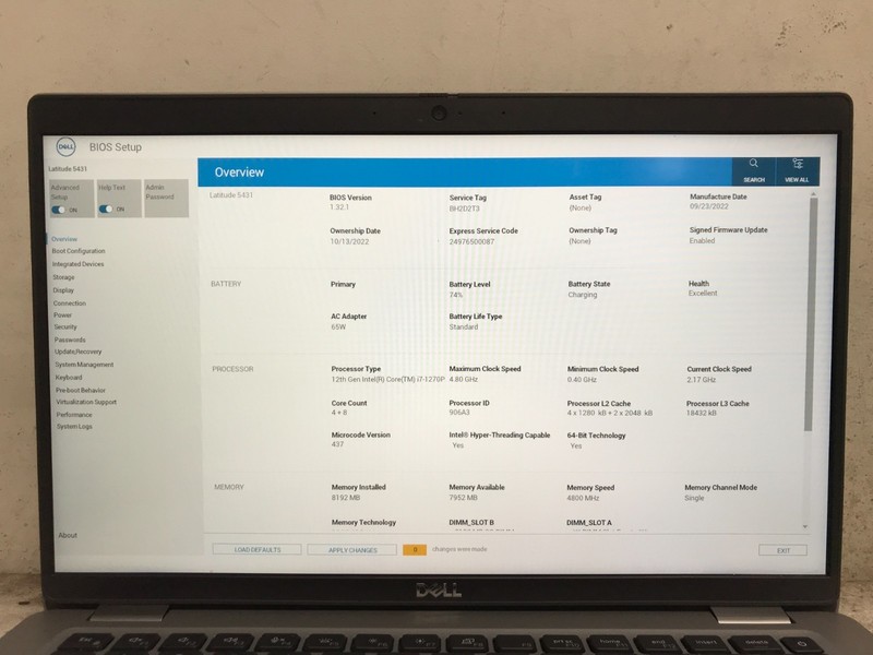 Dell Latitude 5431 / Intel Core i7-1270P 2.17GHz / 8GB RAM / No SSD gallery