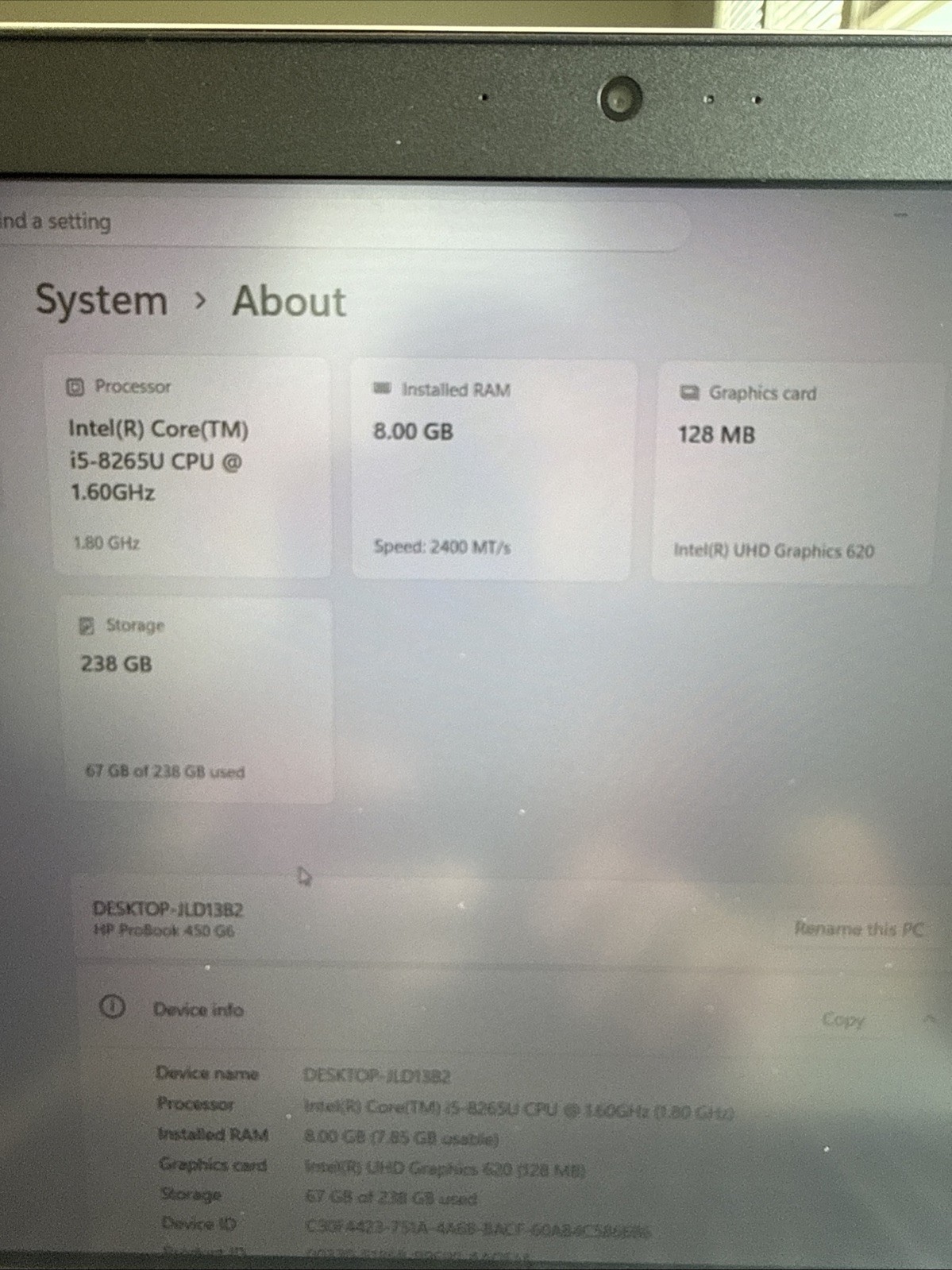 HP ProBook 460 G6 15” HD Laptop Core i5 8GB RAM 256GB SSD Windows 11 Pro gallery