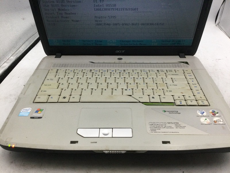 ACER ASPIRE 5315 - BOOTS TO BIOS - INTEL CELERON - 2GB RAM - 15" - READ -BB gallery