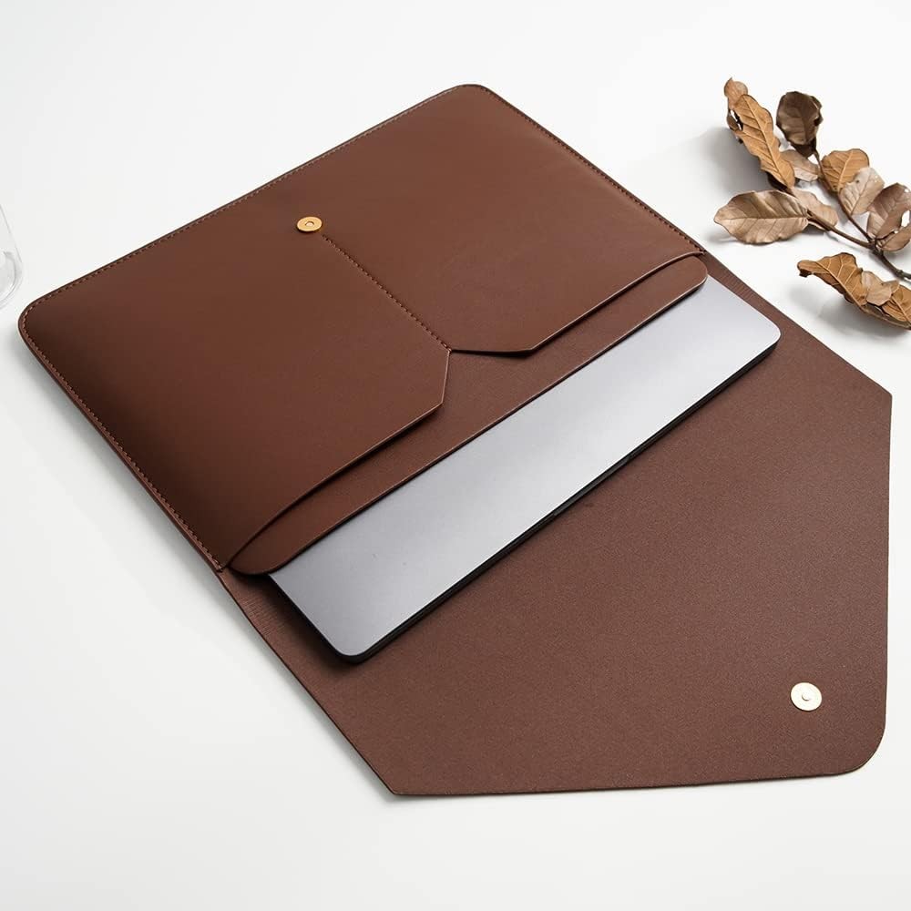 PU Leather Laptop Sleeve 13 Inch in Dark Brown for MacBook Air/Pro M2, Surface P gallery