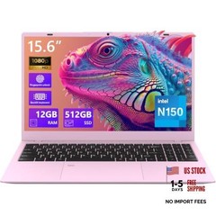 Pink Laptop,15.6 Inch Laptop Computer,12GB RAM 512GB SSD,4-Cores N150