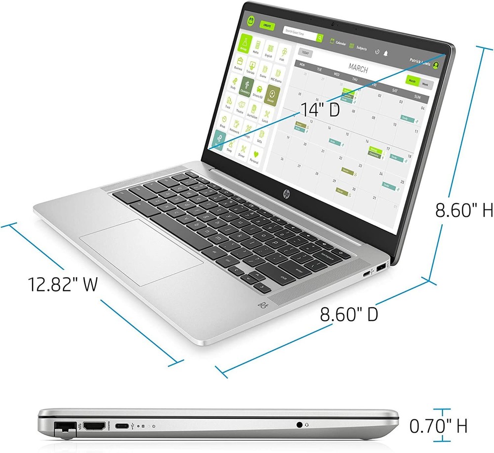 HP 14a-na0031wm 14 inch (64GB, Intel Pentium, 2.70GHz, 4GB) Chromebook - Chalkbo
