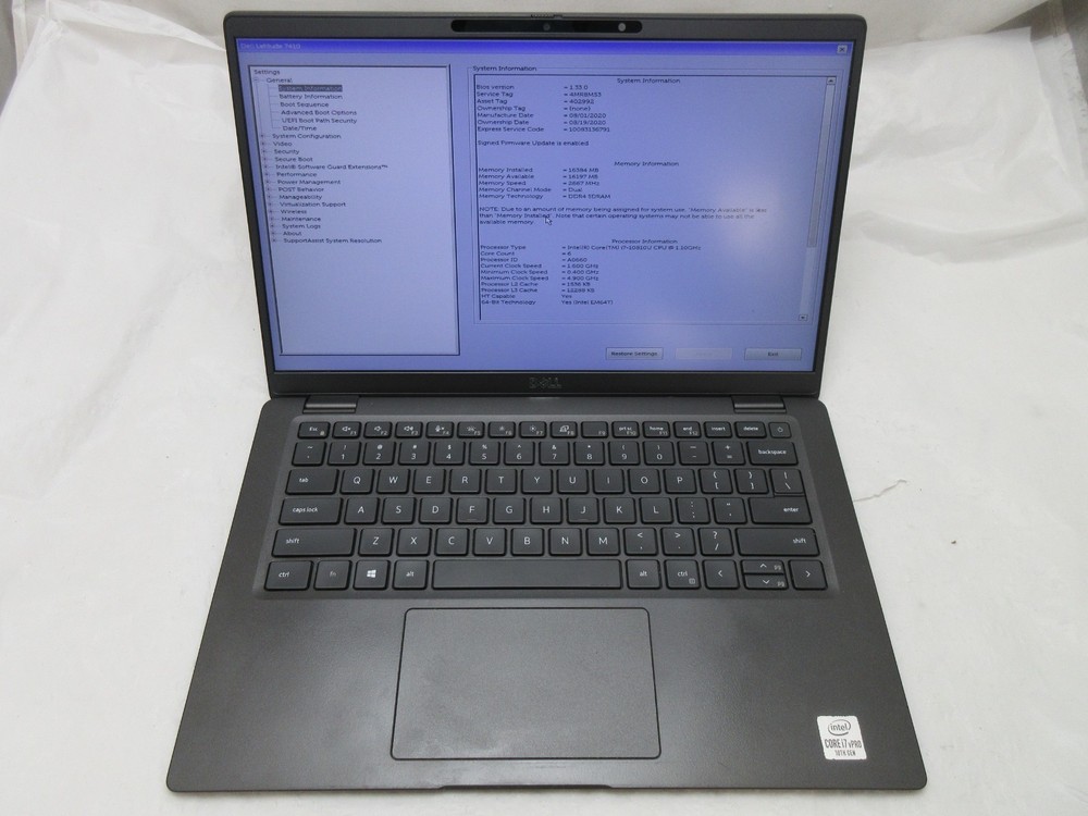 Dell Latitude 7410 14" : i7-10810U 1.1GHz : 16GB RAM : 512GB SSD : Grade B