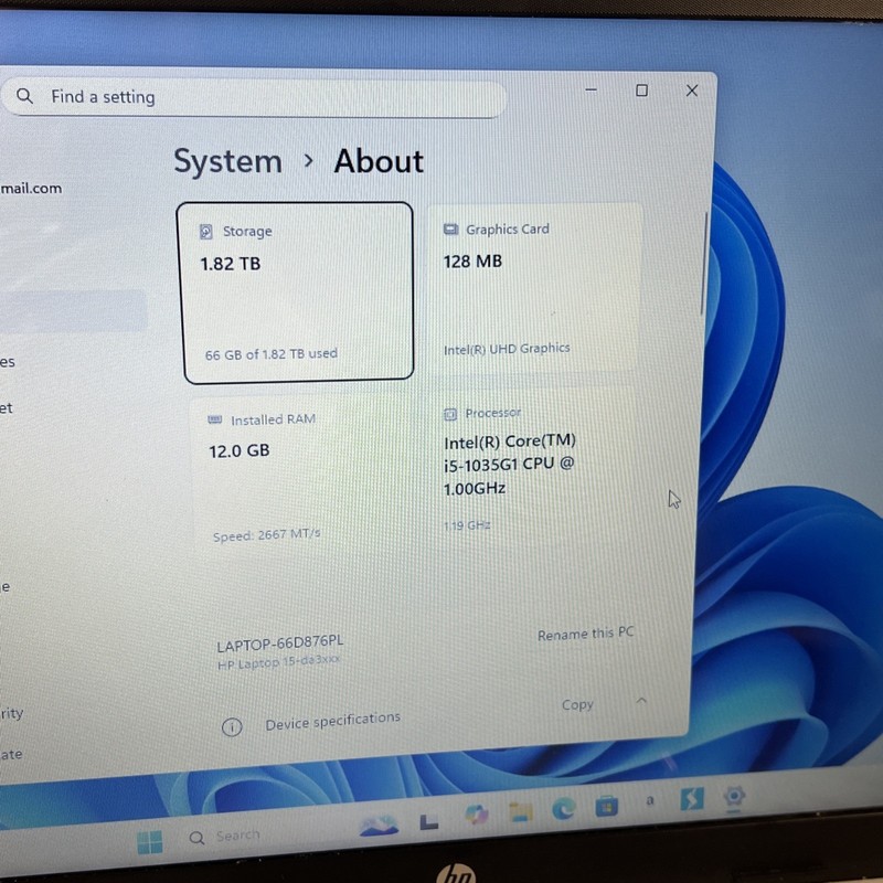 HP 15-da3016cy Laptop i5-1035G1 1.00Ghz, 12GB Ram, 2TB HDD, Windows 11 Home gallery