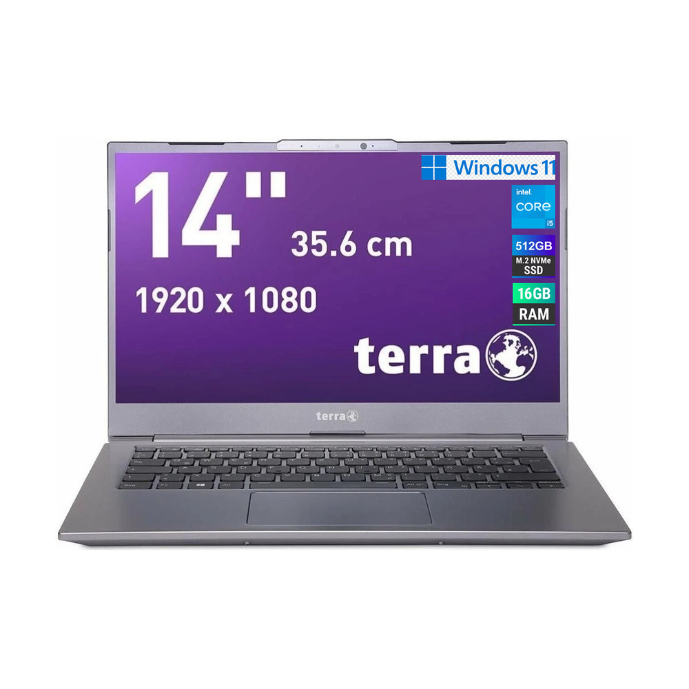 Wortmann Terra Mobile 1470T i5-1135G7 8-16GB 512GB SSD 14" FHD Win 11 Laptop