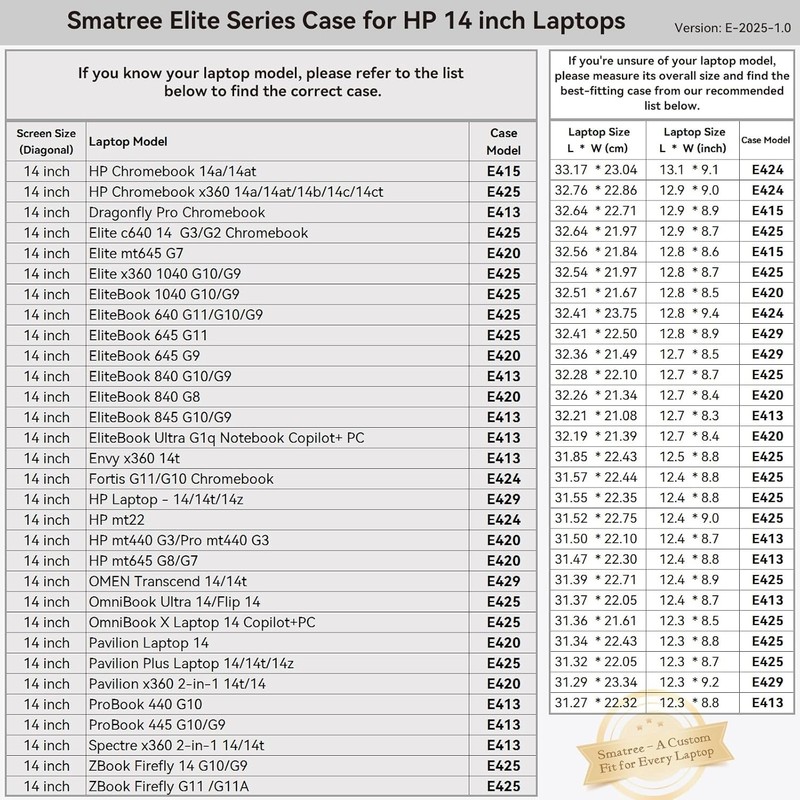 Smatree Elite-Black 14" Laptop Sleeve for HP OmniBook Ultra & X Next Gen AI gallery