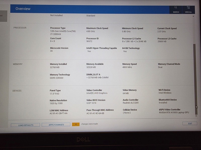 Dell Precision 7770 17.3" i7-12850HX 16cr 32GB 1TB NV RTX A1000-4GB Win 11 Pr gallery