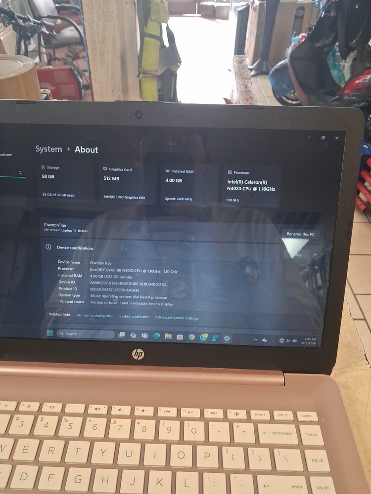 HP Stream 14-cb172wm 9VK98UA 14″ HD Laptop/N4000/4GB RAM/64GB SSD/Win 10, Pink