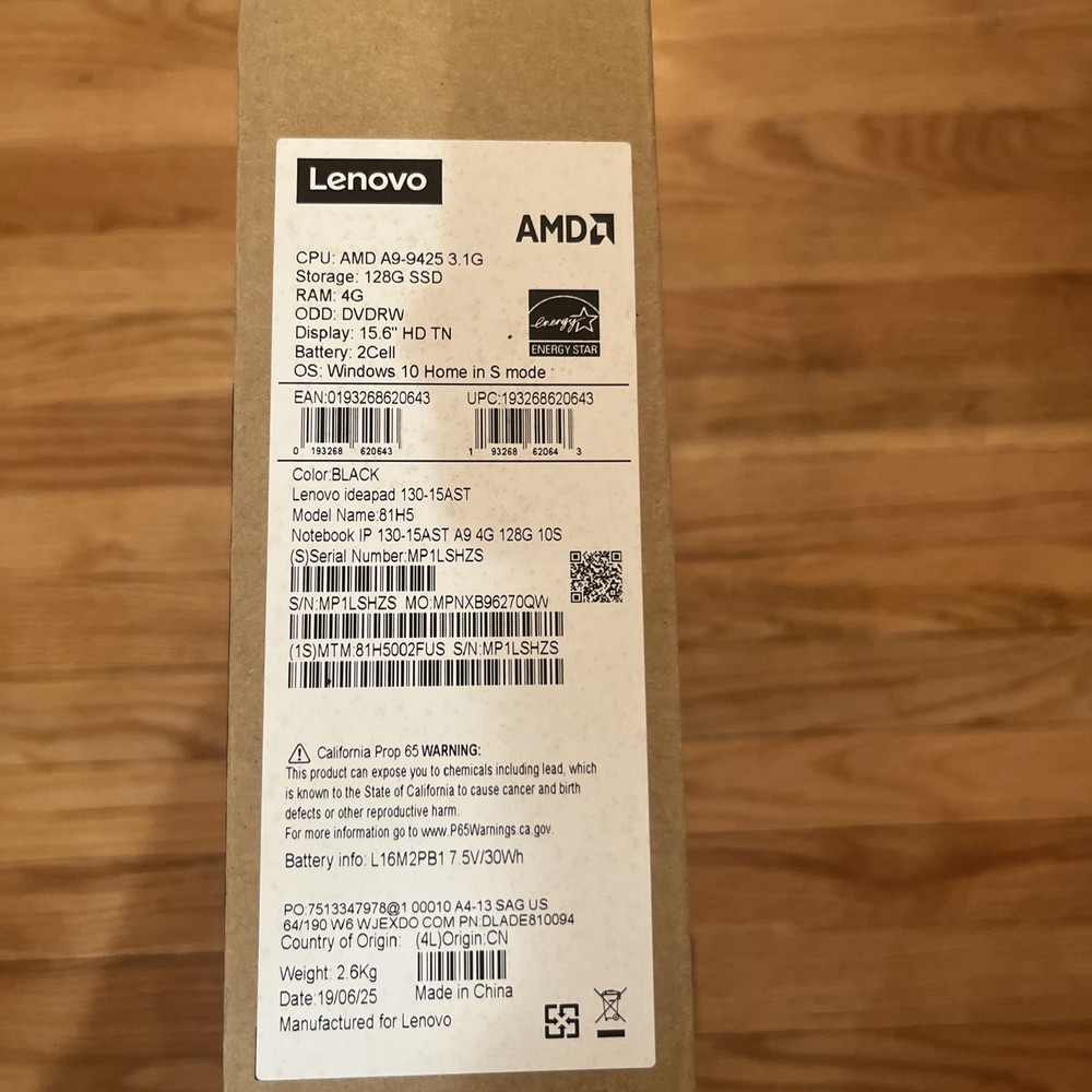 Lenovo IdeaPad 130-15AST 15.6 inch (128GB,AMD A9,3.1GHz,4GB) Laptop - Black -...
