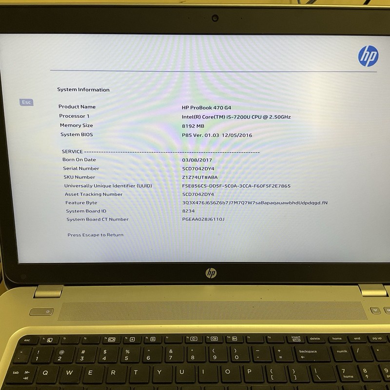 HP ProBook 470 G4 i5-7200U 2.50GHz 8GB Ram No HDD NO OS gallery