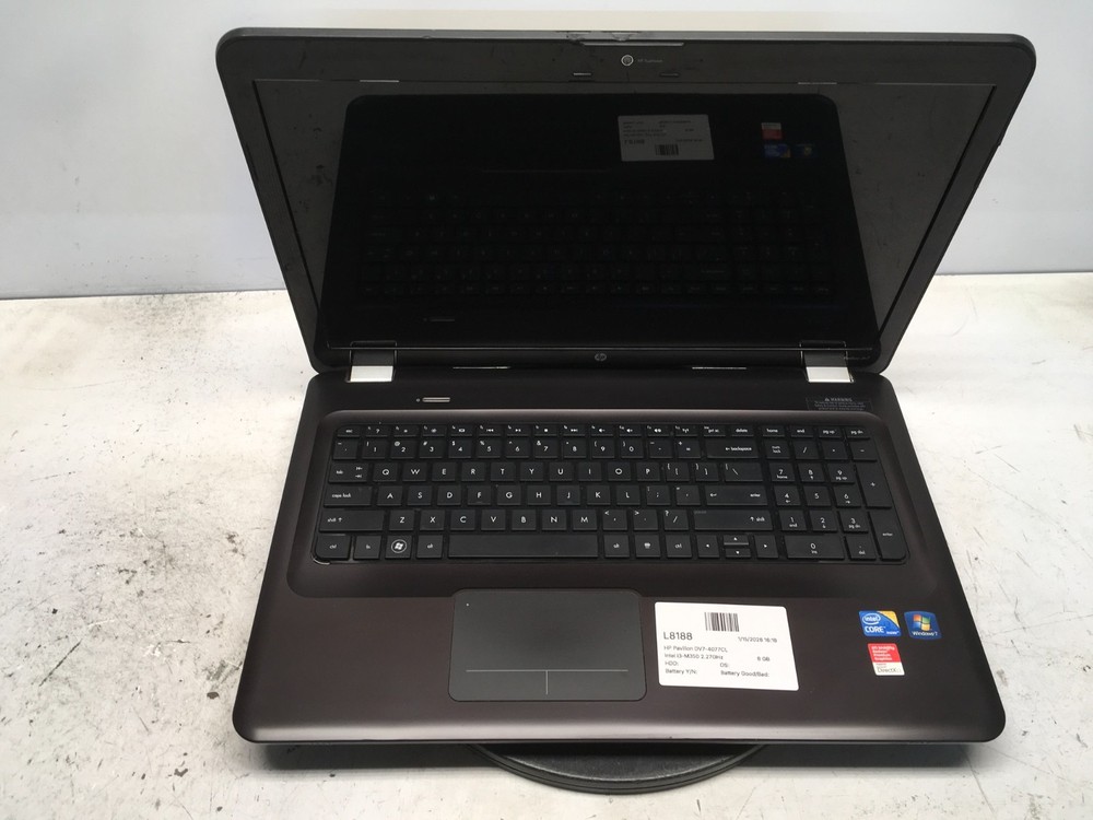 HP Pavilion DV7-4077CL Intel i3-M350 2.27GHz 6 GB NO HDD BIOS Locked