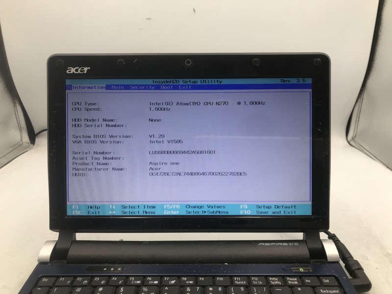 ACER ASPIRE ONE NAV50 - BOOTS TO BIOS - INTEL ATOM N450 - NO RAM - READ DESC -BB gallery