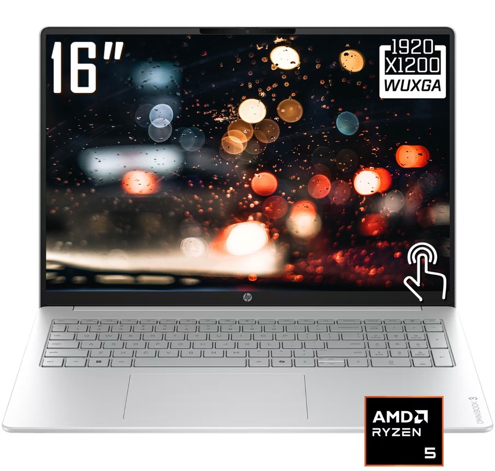 HP OmniBook 3 16" WUXGA Touchscreen Laptop AMD Ryzen 5 40 1TB SSD AMD Radeon 610