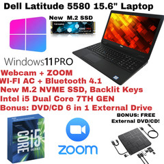 Dell 5580_Windows 11💻New M.2 256GB SSD💻Webcam_16GB_Backlit+Office 2024📢BONUS