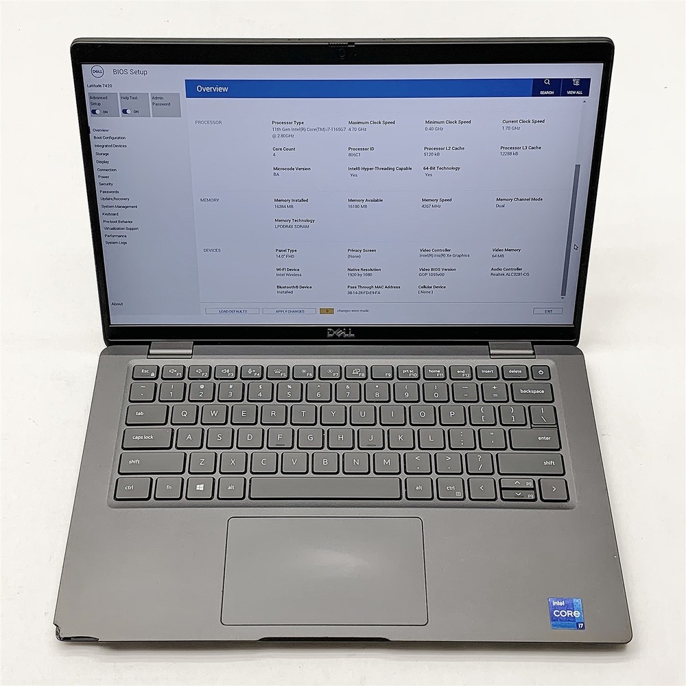 Dell Latitude 7420 Laptop Intel Core i7 1165G7 2.80GHZ 14" FHD 16GB RAM NO HDD