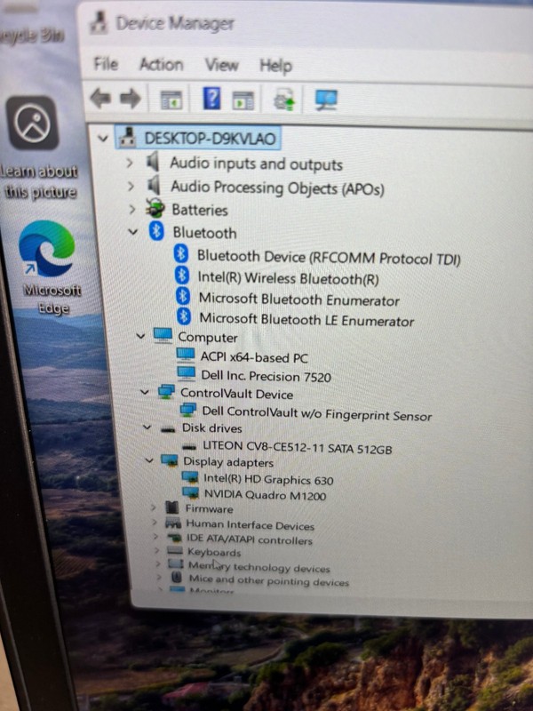DELL PRECISION 7520 i5-8400H 2.5GHZ RAM 16GB NVME 512GB NVIDIA P3200 BLUETOOTH gallery