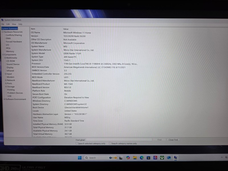 MSI GE66 Raider 32GB RAM, RTX 3080, i9 gallery