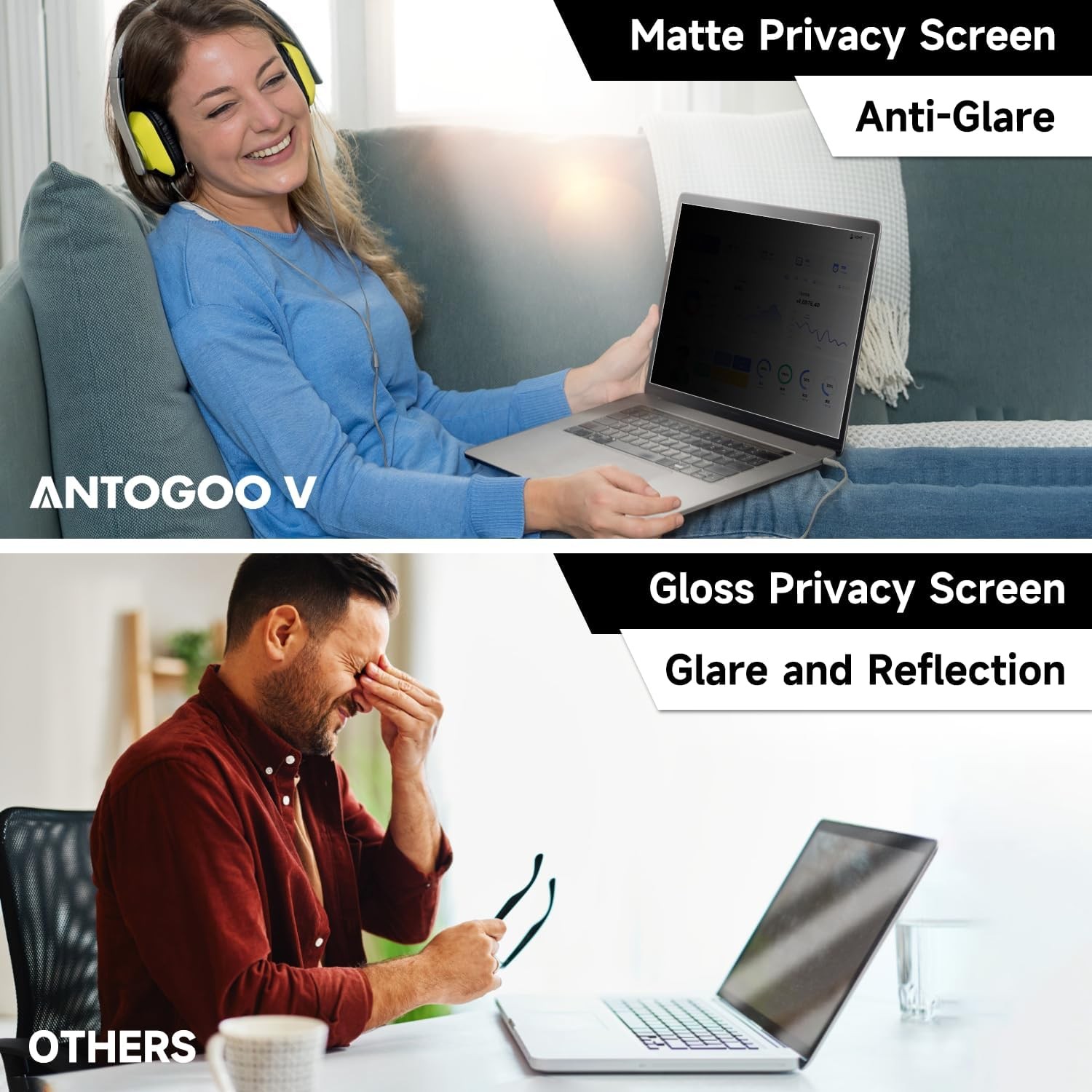 14" Privacy Screen Filter for Laptops, Anti Blue Light, Glare & Scratch Protecti gallery
