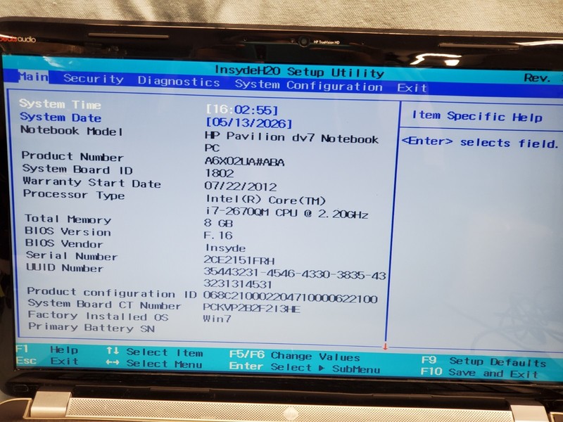 HP Pavilion dv7 notebook i7 2670QM 2.20 GHz / 8GB/No HDD/ 1600x900 #2760 gallery