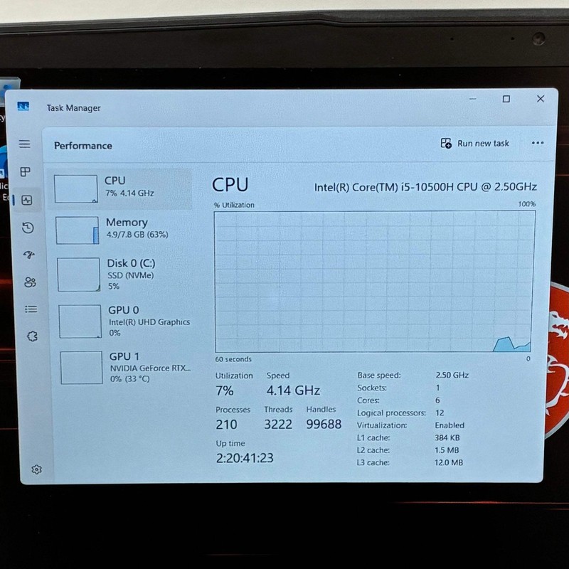 MSI Thin GF65 MS-16W2 15.6" i5-10500H 2.5GHz 8GB RAM 512GB SSD RTX 3060 READ gallery