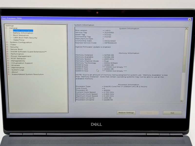 Dell Precision 7550 15" FHD Touch I7-10850H 1TB SSD 32GB W11 Quadro RTX 3000 gallery