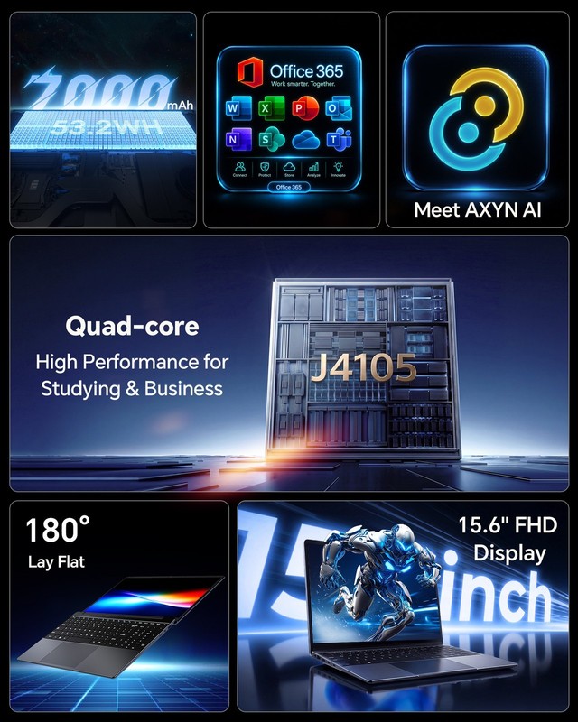 2026 SGIN 15.6 Laptop Intel Celeron J4105 12GB 256GB SSD WiFi5 BT4.2 Win11 HDMI gallery