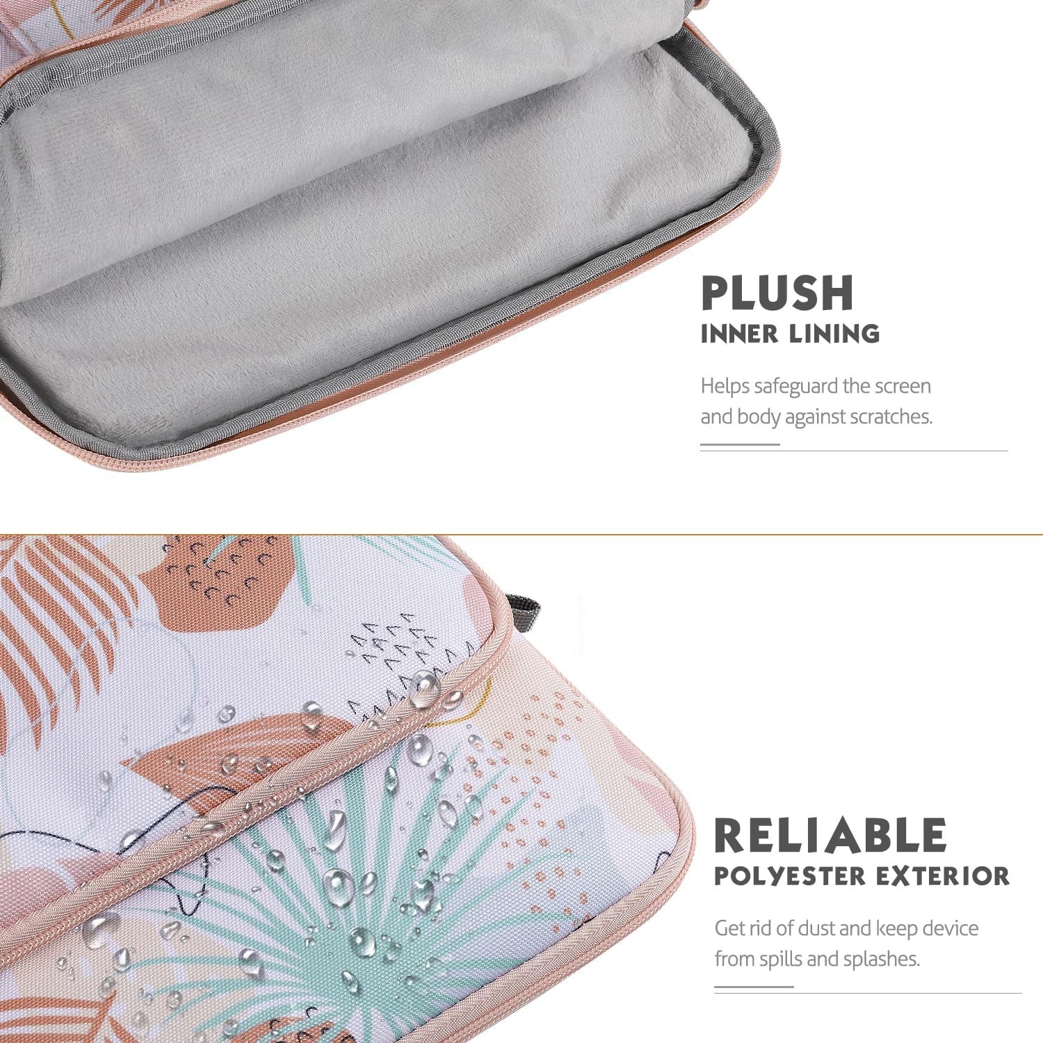 Sleeve for 13.3-14 Inch Laptop, Notebook Carrying Case with Pocket, Tropical Lea gallery