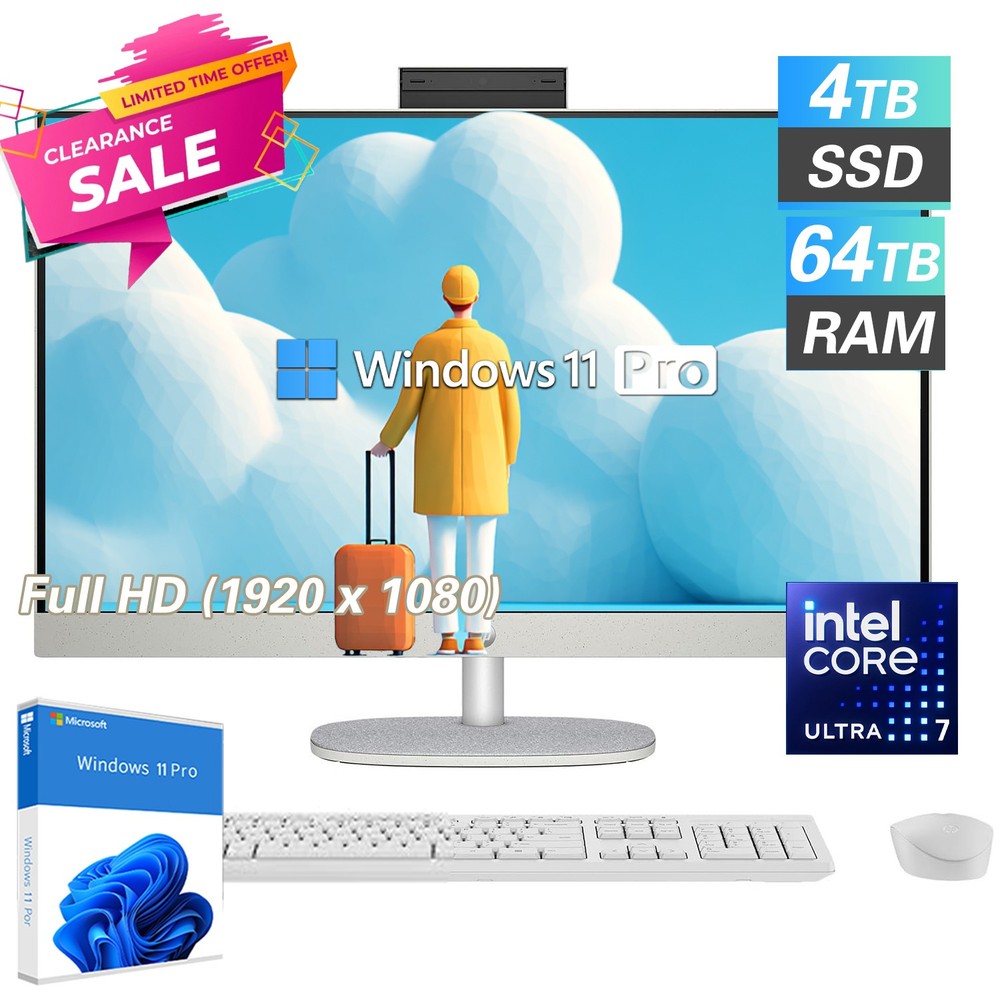 HP All-in-One Desktop 27"Touch Ultra7-155U 4.8GHz UPTO 64GB RAM 1TB SSD Win11Pro