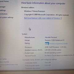 15.6″ Compaq Presario 250GB VGA LAN DVDRW CQ56 Hard Drive Included