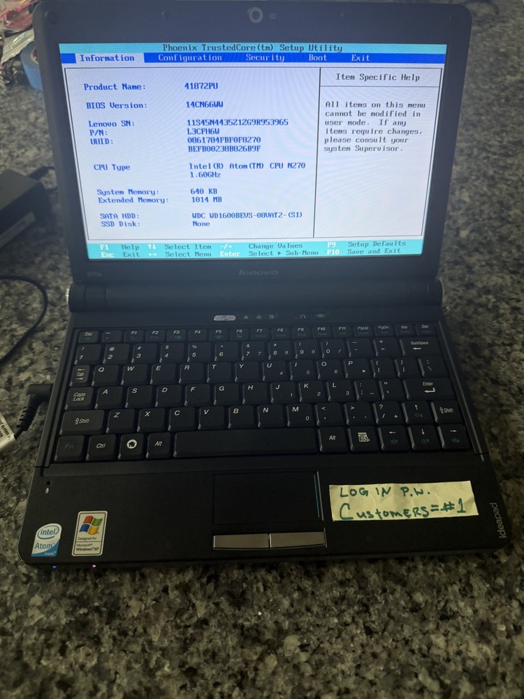 Lenovo IdeaPad S10e, netbook, 10.1", / 1GB / 160GB / Win XP Home READ