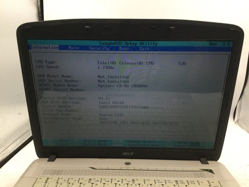 ACER ASPIRE 5315 - BOOTS TO BIOS - INTEL CELERON - 2GB RAM - 15" - READ -BB gallery