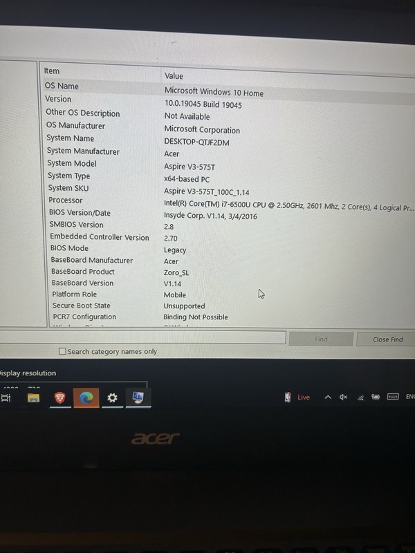 Used Acer V3-575T Intel I7-6500u. 16gb Ram. 512GBSSD gallery