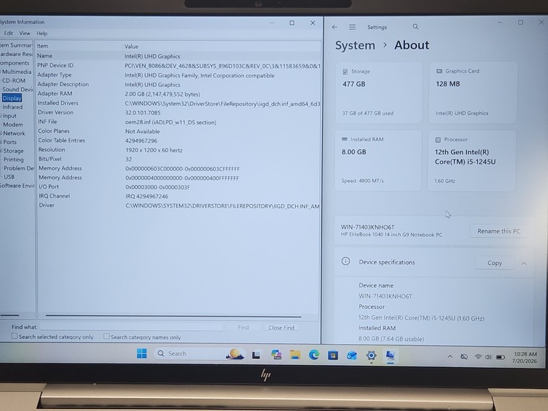 HP EliteBook 1040 G9 14" FHD+ i5-1245U 1.6Ghz 8GB 512GB SSD W11P + Adapter gallery